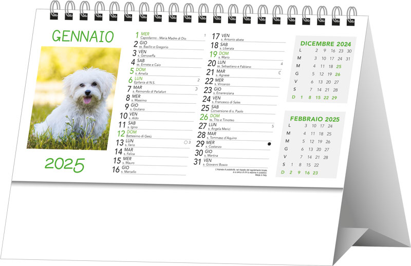 Calendario da tavolo con spirale Cani e Gatti