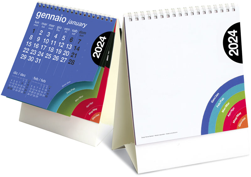Calendario Special Desk con mesi fustellati