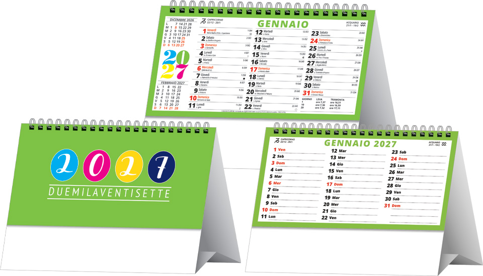 Calendario Colorandia fronte, retro, copertina