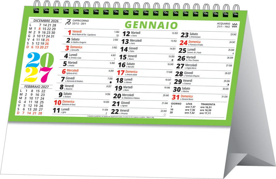 Calendario Spiralato da tavolo Colorandia