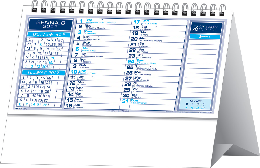 Calendario da tavolo con spirale Etienne blu