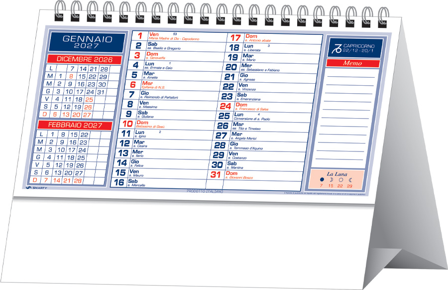 Calendario da tavolo con spirale Etienne rosso