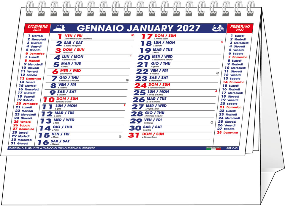 Calendario Spiralato da tavolo Happy