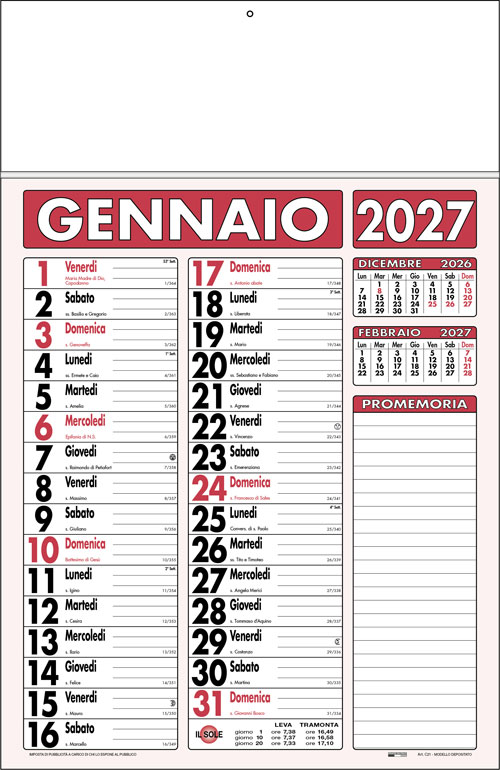 Calendario con listello metallico Canova Bordeaux