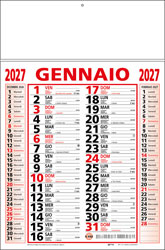 Calendario con listello metallico Emilia Rosso