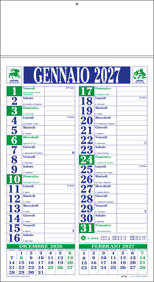 Calendario con listello metallico Iron Blu