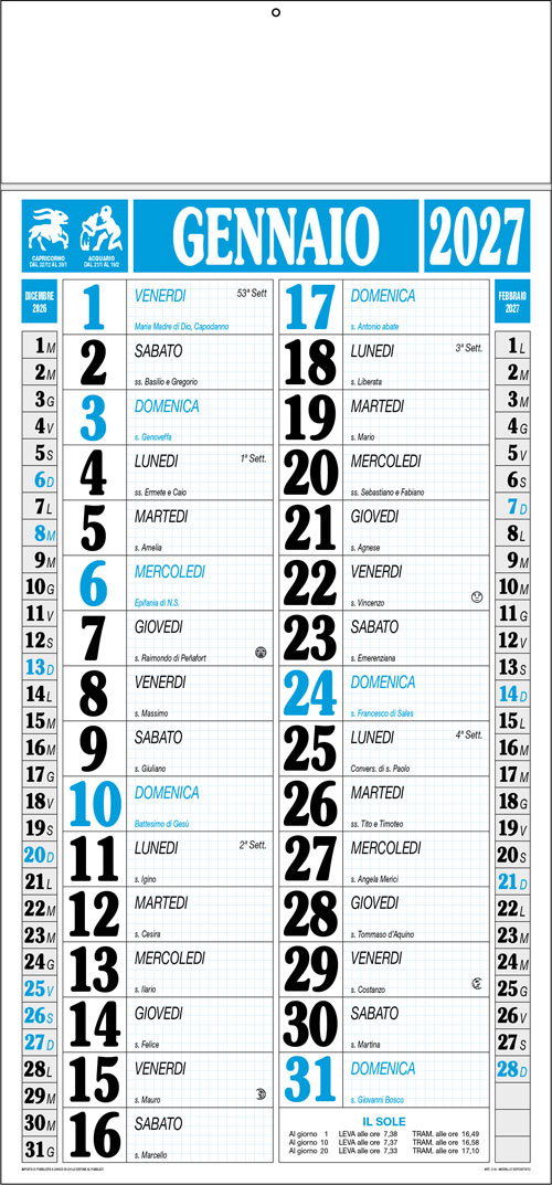 Calendario con listello metallico Snake Blu