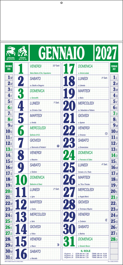 Calendario con listello metallico Snake Verde