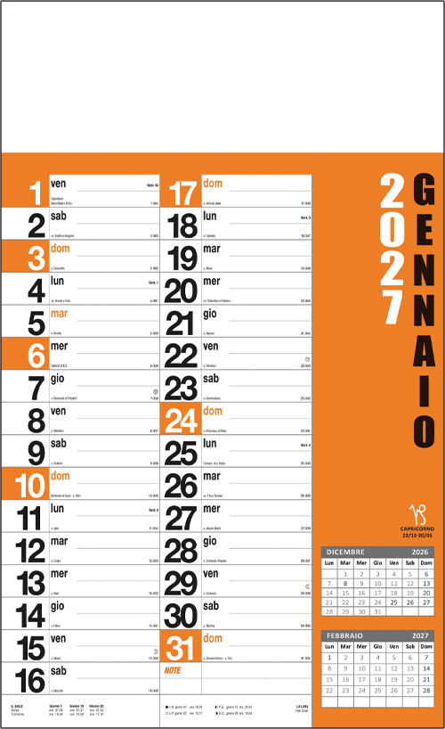 Calendario da muro Norvegese