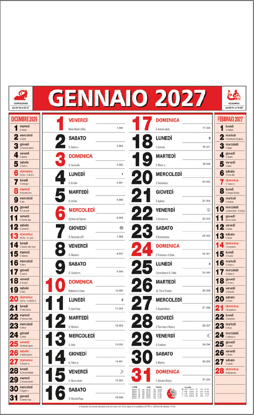 Calendario olandese Bilaterale Rosso