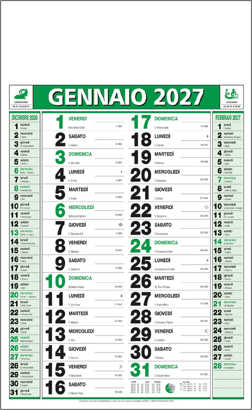 Calendario olandese Bilaterale Verde