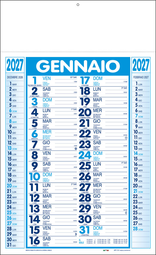 Calendario olandese Cervino Blu