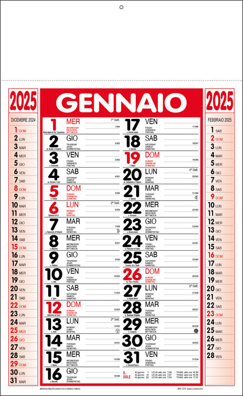 Calendario olandese Cervino Rosso