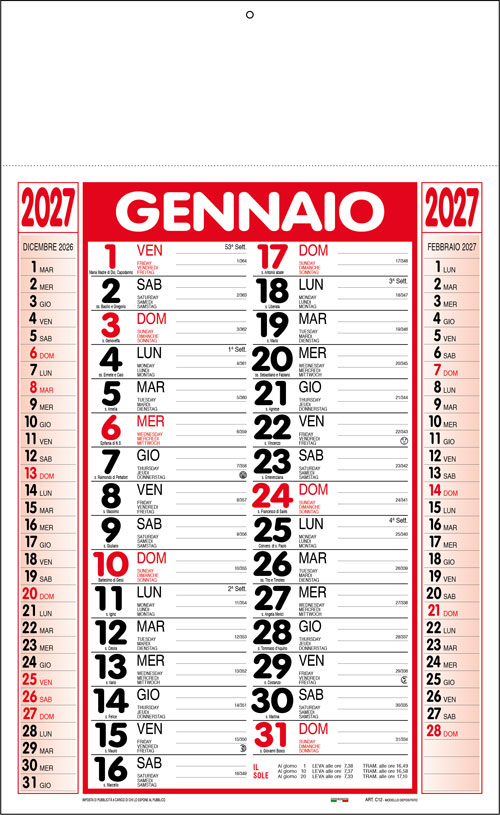 Calendario olandese Cervino Rosso
