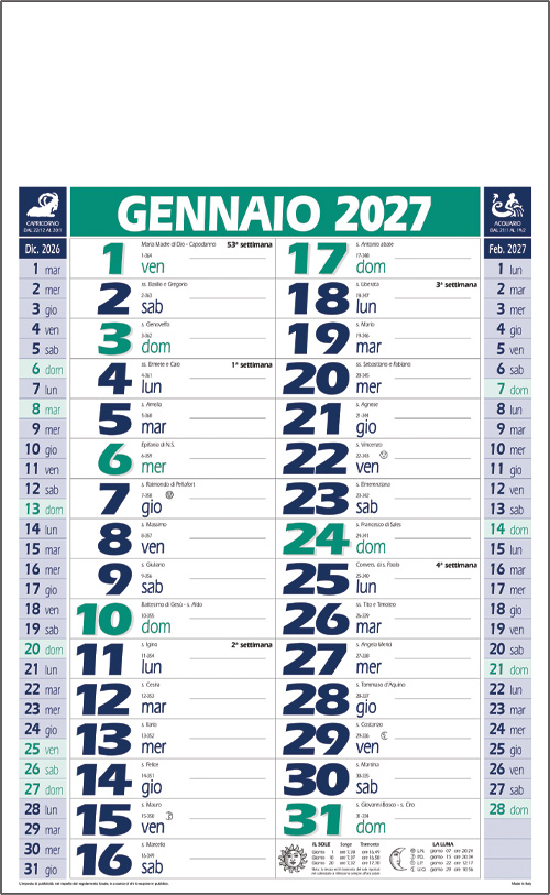 Calendario olandese Tris Verde