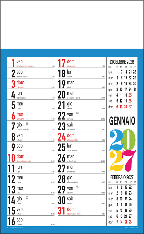 Calendario Svedese Blu