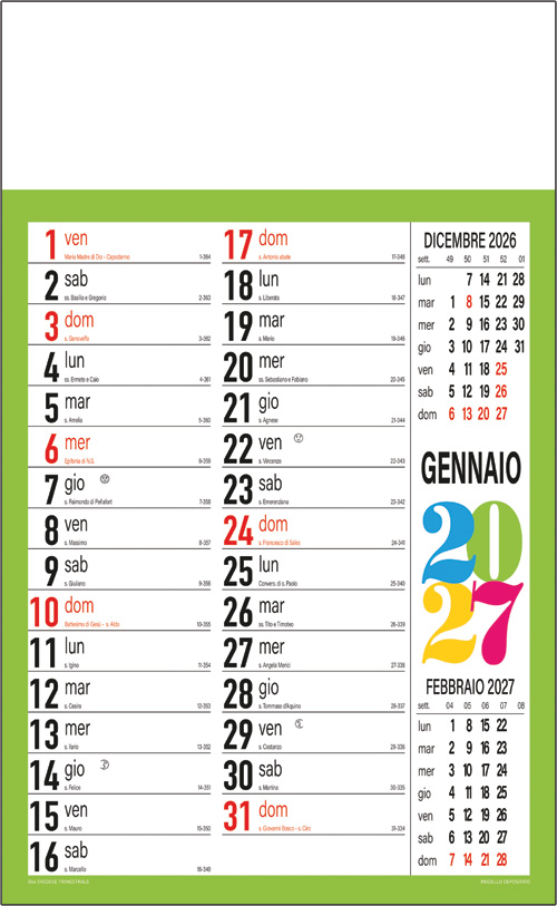 Calendario Svedese Verde