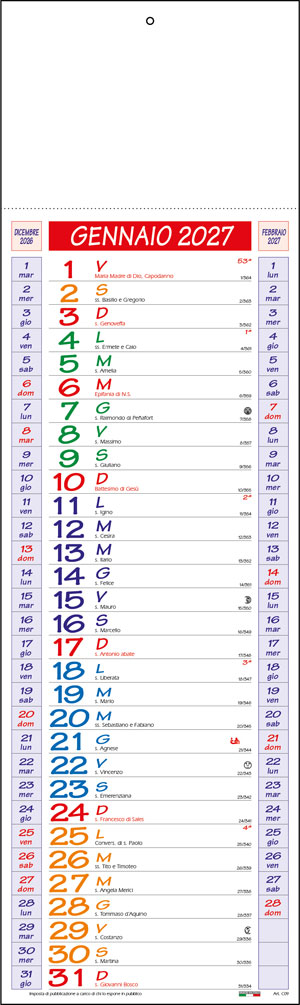 Calendario Striscia Multicolor