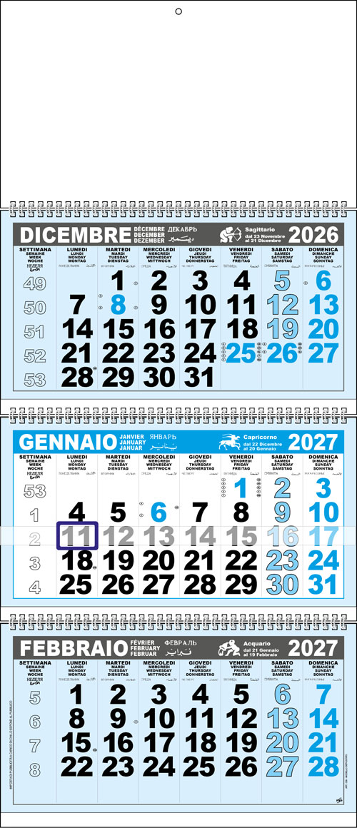 Calendario Trittico gigante Dufour