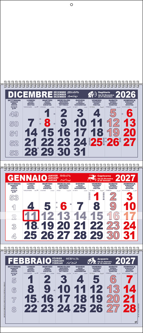 Calendario Trittico gigante Castore