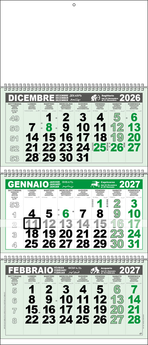 Calendario Trittico gigante Parrot