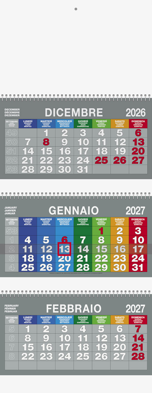 Calendario Trittico gigante Triplete