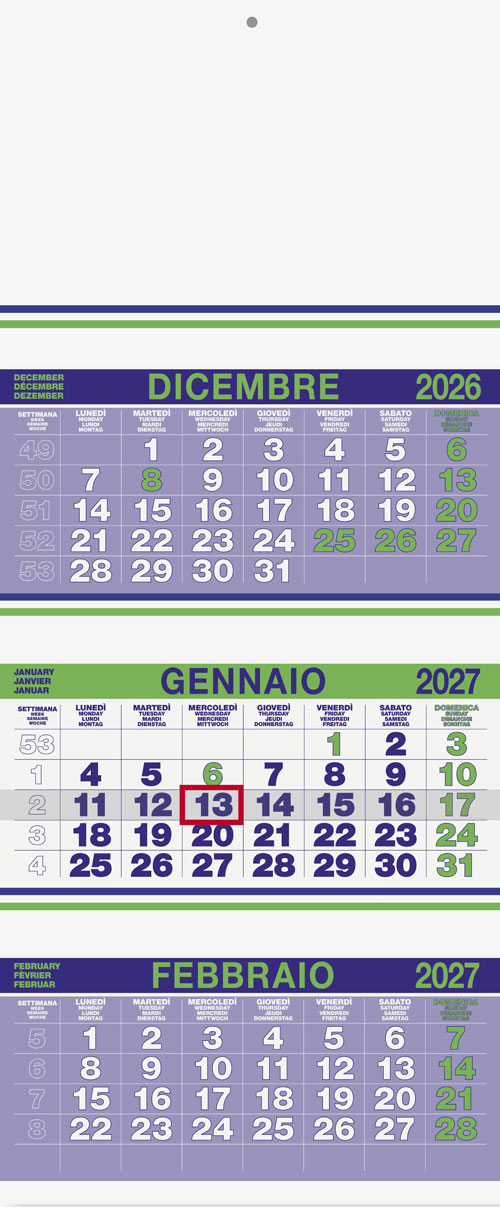 Calendario Trittico gigante Svezia Green