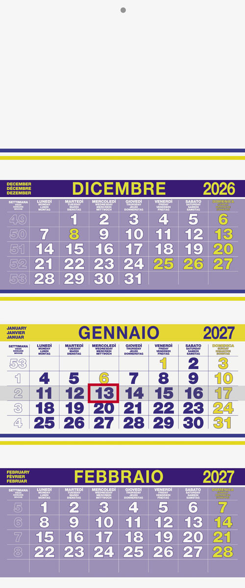 Calendario Trittico gigante Svezia Yellow